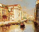 Famous Canal Paintings - A Venetian Canal